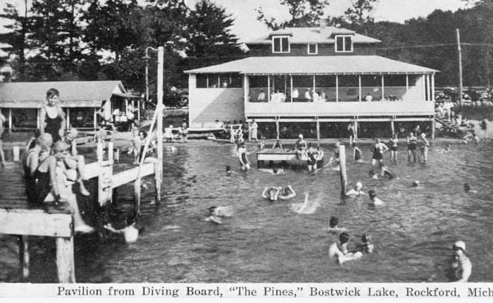 The Pines at Bostwick Lake - Vintage Post Card (newer photo)